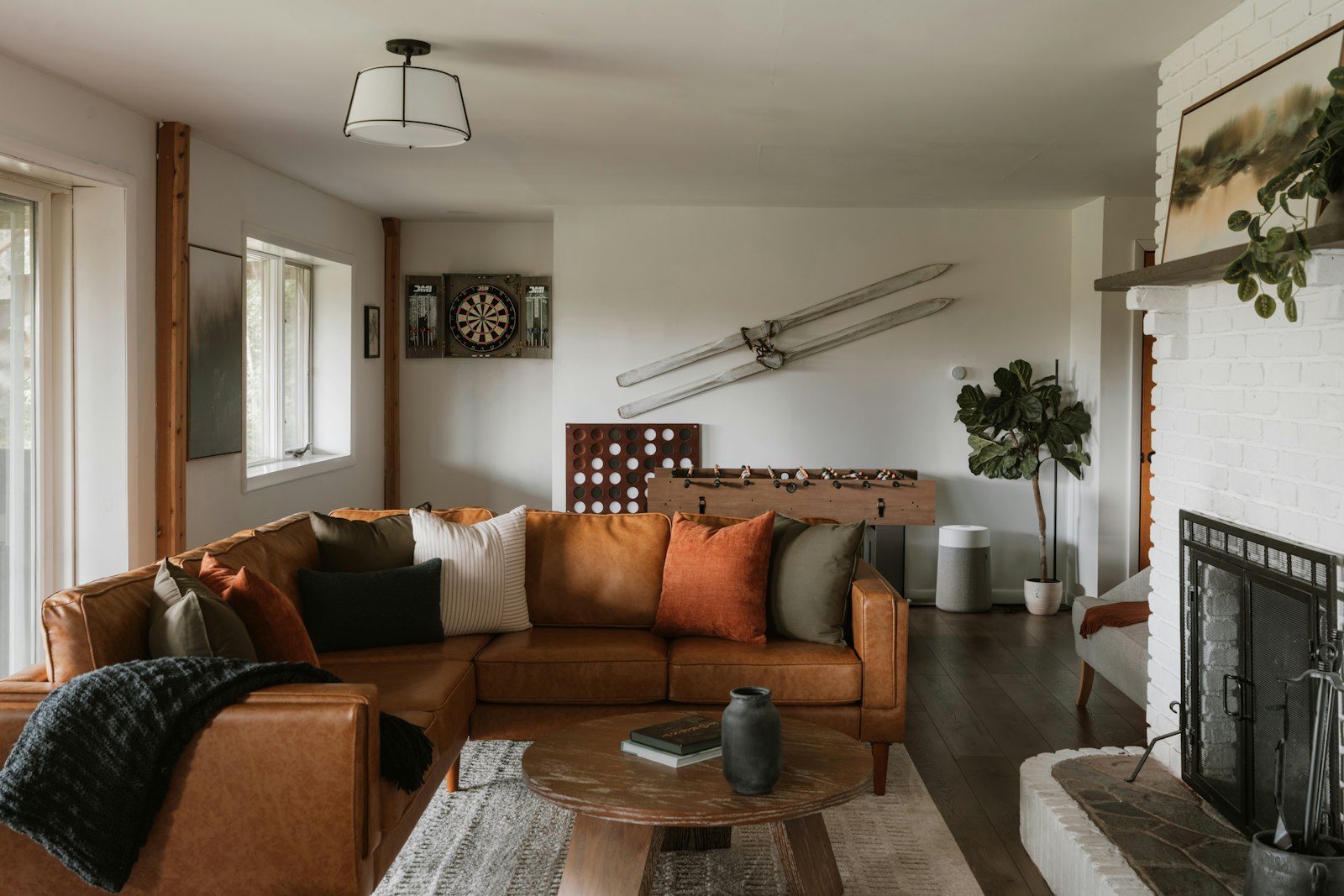 Cozy living room with a sectional sofa and warm decor