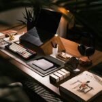 Modern desk setup with laptop and books for productivity